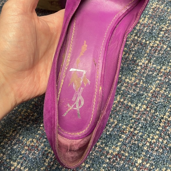 Preloved Saint Laurent Paris Purple Suede Janis Platform Pumps Size 39 - Picture 12 of 17